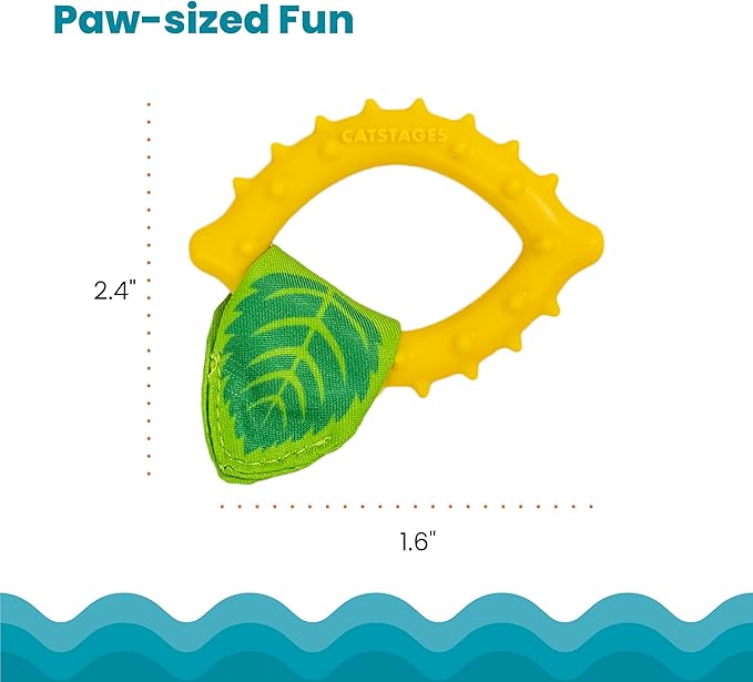 Catstages Dental Lemon Teether, Soft and Textured Cat Chew Toy, Catnip Oil Coating, Yellow