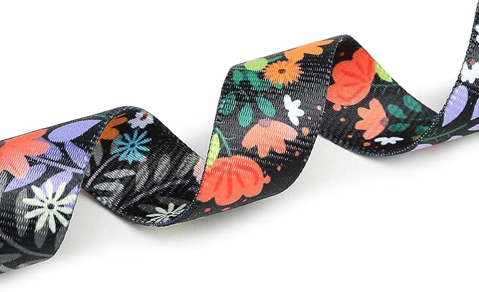 Mercano Adjustable Dog Collar - Special Design Patterns, Soft Nylon Comfortable Durable Pet Collar for Small Medium Large Dogs (L, Floral Orange)