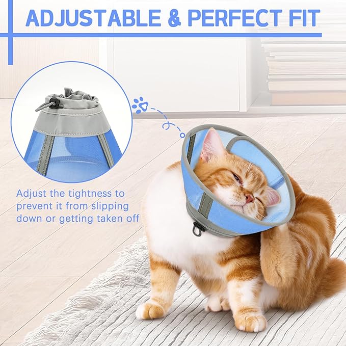 Cat Cone Collar Soft, Cat Recovery Collar for Large Medium Small Kittens, Kitty Cone Alternative After Surgery