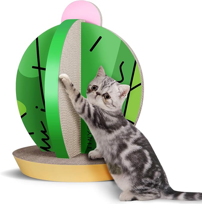 Cat Condo Scratcher Post Cardboard, Cactus Shape Cat Scratching House Bed Furniture Protector, Green Colour