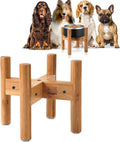 Dog Bowl Stand for Medium Breeds - Raises Bowls to 9-inch High, Ants/Bugs-Off - Adjustable, Fits Various Sizes of Dog Food/Water Bowls and Slow Feeders - Bamboo