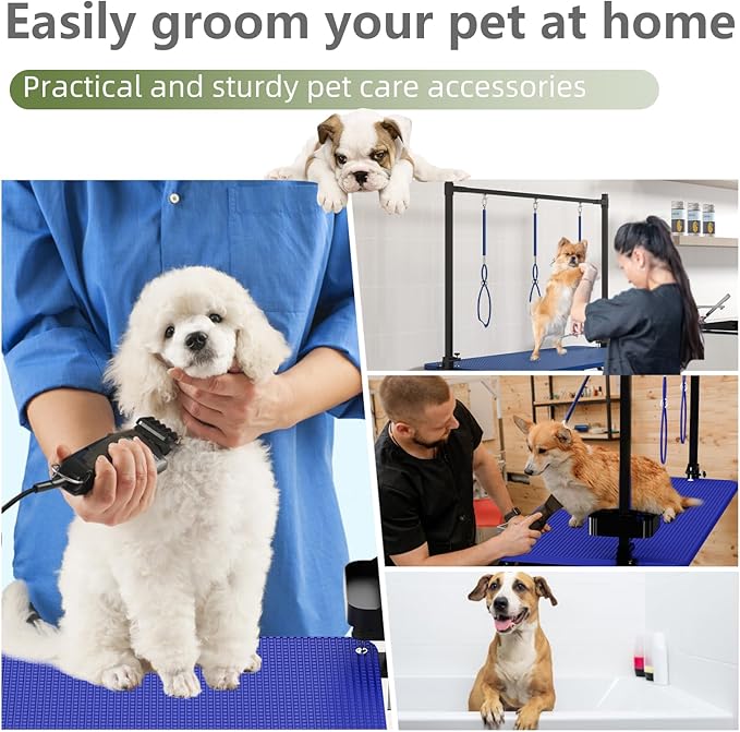VFK 47'' Large Dog Grooming Table X-Lift Foldable Grooming Table for Dogs at Home Adjustable Height Arms Pet Station with Nooses, Mesh Tray, Tool Organizer
