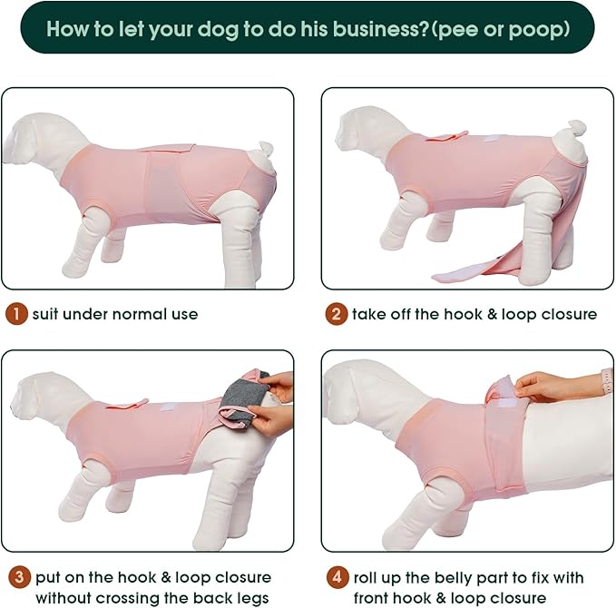 Kuoser Dog Surgery Suit Female Spay, Dog Recovery Suit Male Neuter, Puppy Clothes Onesie for Surgery Anti Licking Abdominal Wounds Pet Surgical Recovery Bodysuit Shirt, Substitute E-Collar & Cone