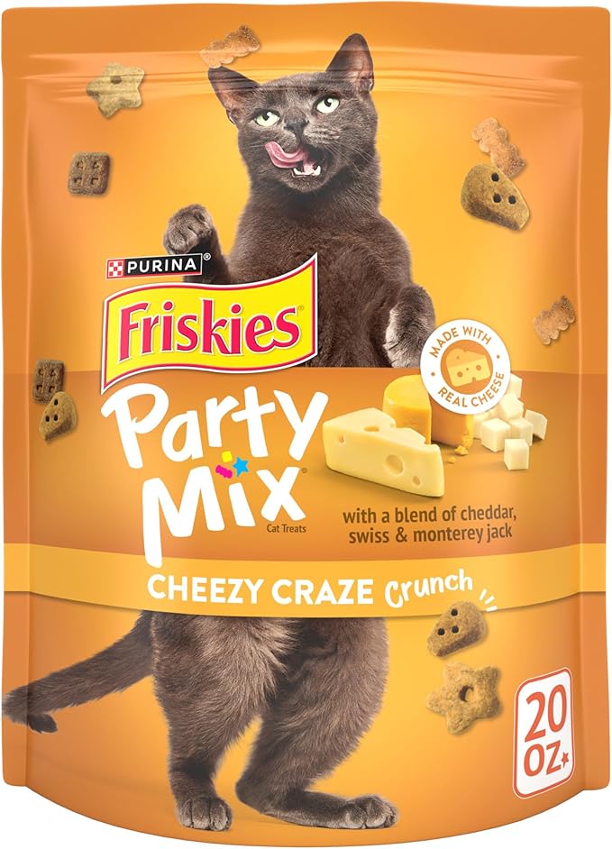 Purina Friskies Cat Treats, Party Mix Cheezy Craze Crunch - 20 oz. Pouch