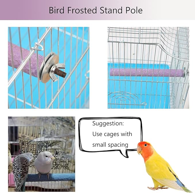 Hamiledyi Bird Perches for Cage Grinding Sand Bird Perches 8pcs Claw Trim Cage Perches Stand for Starlings, Parakeets Lovebirds Canaries Green Cheeked Conures (0.78 in Diameter)