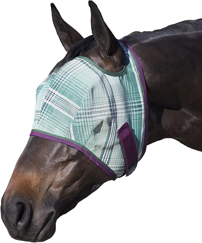 Kensington Fly Mask Web Trim Protects Horses Face and Eyes from Bites and Sun Rays While Allowing Full Visibility Ears and Forelock Able to Come Through The Mask, XXL-Draft, Imperial Jade