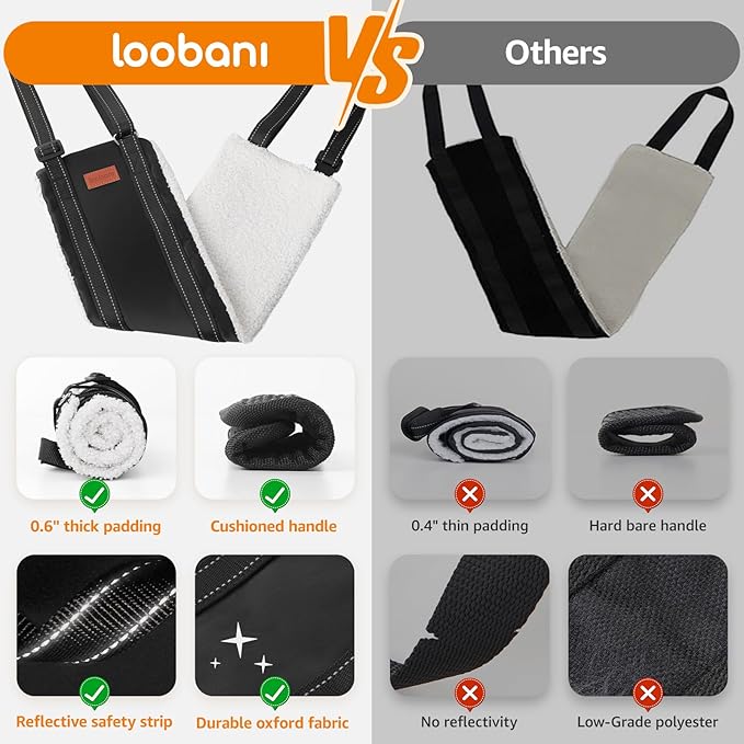 LOOBANI Portable Dog Sling for Back Legs, Hip Support Harness to Help Lift Dogs Rear for Canine Aid and Old K9 Cruciate Ligament Rehabilitation