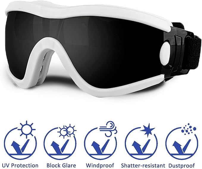 Small Dog Sunglasses with Adjustable Strap UV Protection, Winproof Puppy Sunglasses, Suitable for Dogs Eyes Protection，Soft Dog Goggles