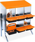 Chicken Nesting Box, 6 Hole 2 Layer Hen Nest Boxes with Legs, Roll Away Eggs Laying Boxes,Cleanable Pull Out Hen Roosting Boxes