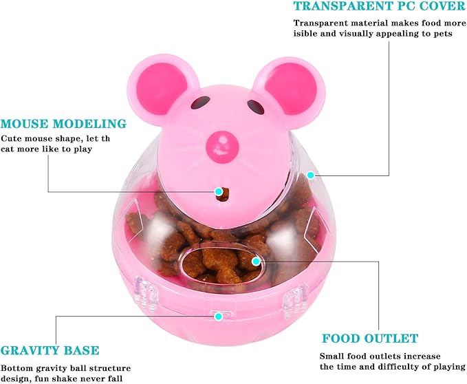 2Pcs Cat Treat Dispenser Toy, Mouse Shape Cat Interactive Toy and Food Dispenser for Pet Increases IQ Interactive & Food Dispensing