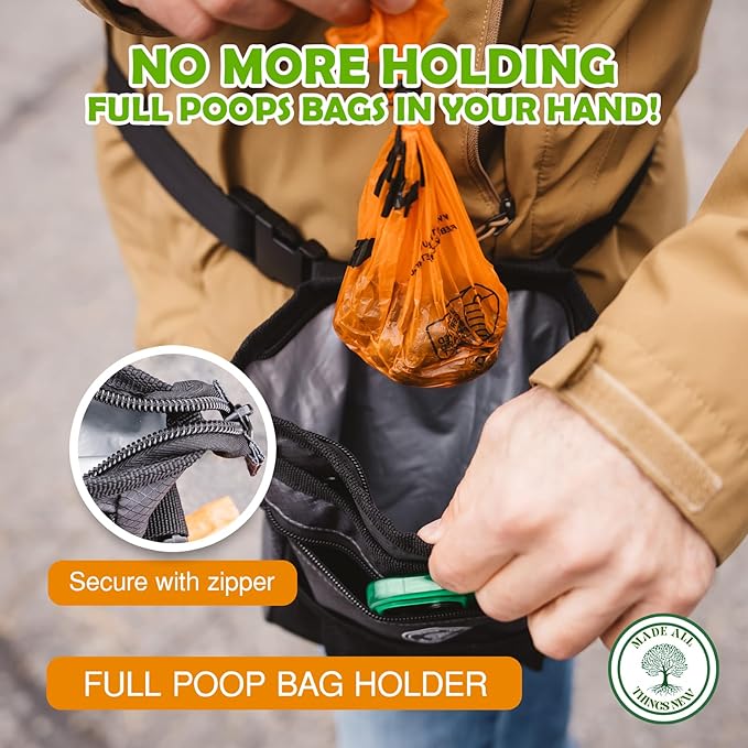 Dog Poop Holder with Dog Poop Bag Dispenser for Responsible Pet Owners - Leave no Trace!