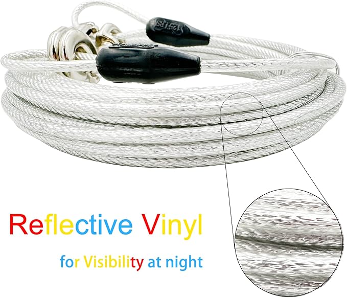 Petest 40ft Reflective Tie-Out Cable for Heavy Dogs Up to 125 Pounds