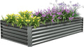 A ANLEOLIFE 8X4X1.5 ft Galvanized Raised Garden Beds Outdoor, Rectangular Metal Planter Box for Planting Vegetables Flowers Herb, Anti-Rust & Easy-Setup, Quartz Grey