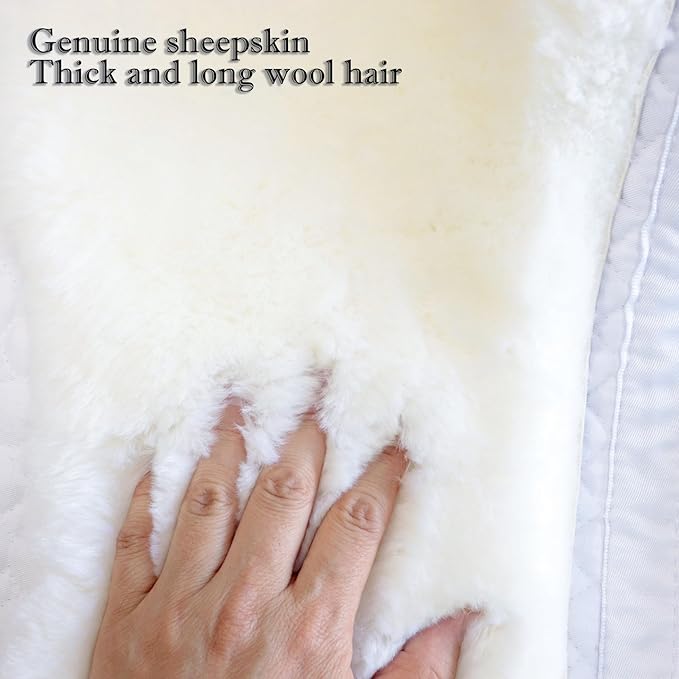 Woolous Dressage Saddle Pad, English Saddle Pad with Sheepskin Trim, Lambskin Wool Fleece Lining, Square Saddle Pad for Equestrian Riding, Comfortable & Shock Absorbing