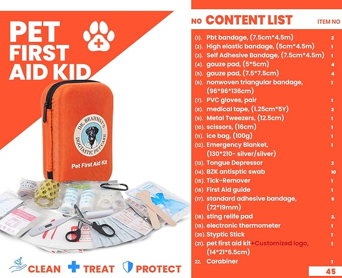 Dr Brahmsy’s Pet First Aid Kit – Emergency Kit for Dogs, Perfect for Travel, Camping & Hiking Essentials