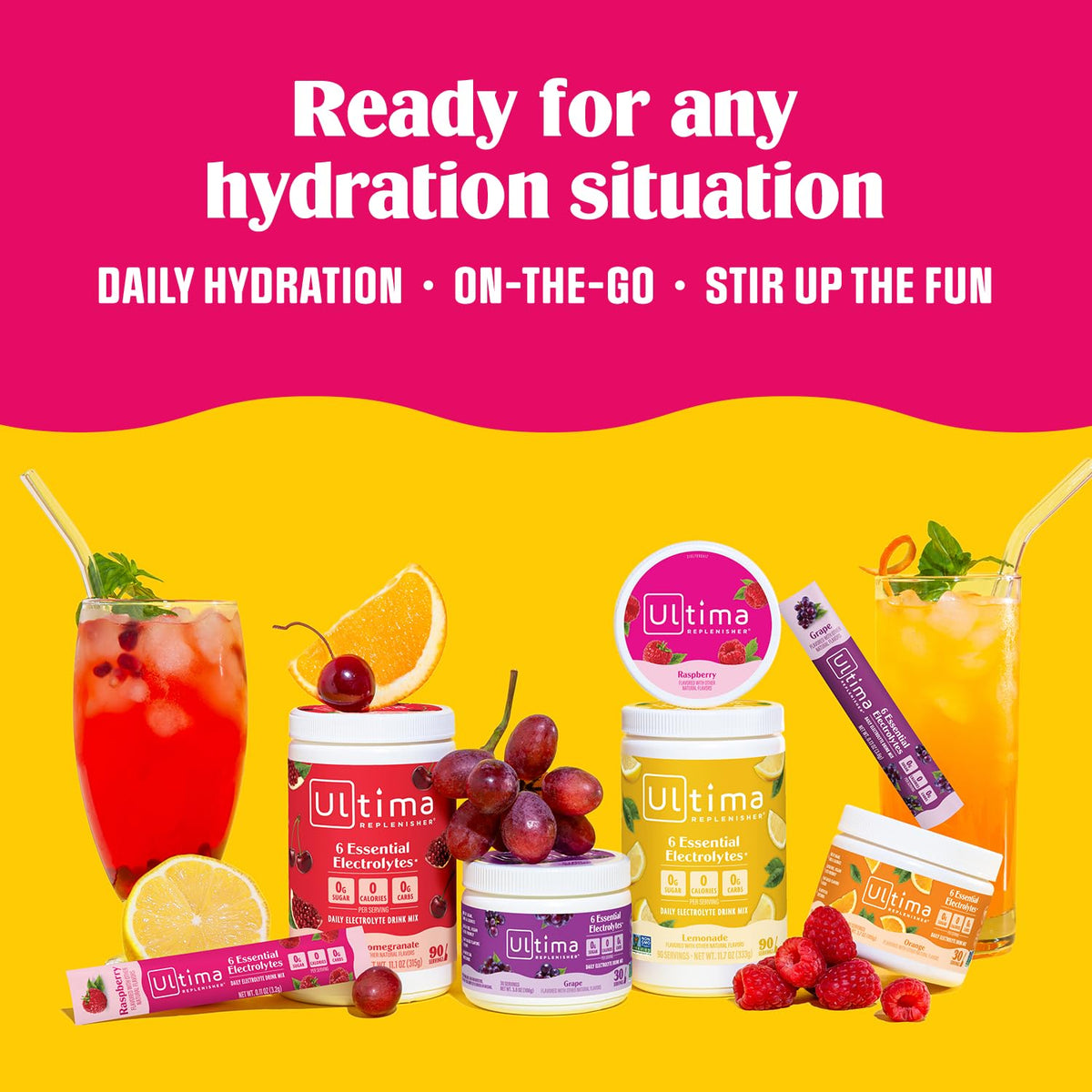 Ultima Replenisher Daily Electrolyte Powder – Original Variety Pack, 20 Stickpacks – Zero Sugar Hydration Packets with 6 Electrolytes and Minerals – Sugar Free, Plant Based & Keto Friendly Drink Mix