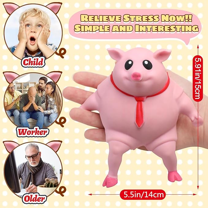 Stretchy Glue-Sand Filled Rubber Pig, Latex Piglet Soft Decompression Doll Toy, Animal High-Elastic Stretchable, Decompression Toy for Adults and Children