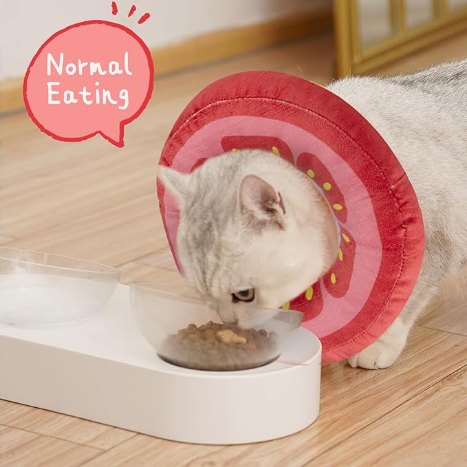 ANWA Adjustable Cat Cone Collar Soft, Cute Cat Donut Collar After Surgery, Kitten Recovery Cones to Stop Licking
