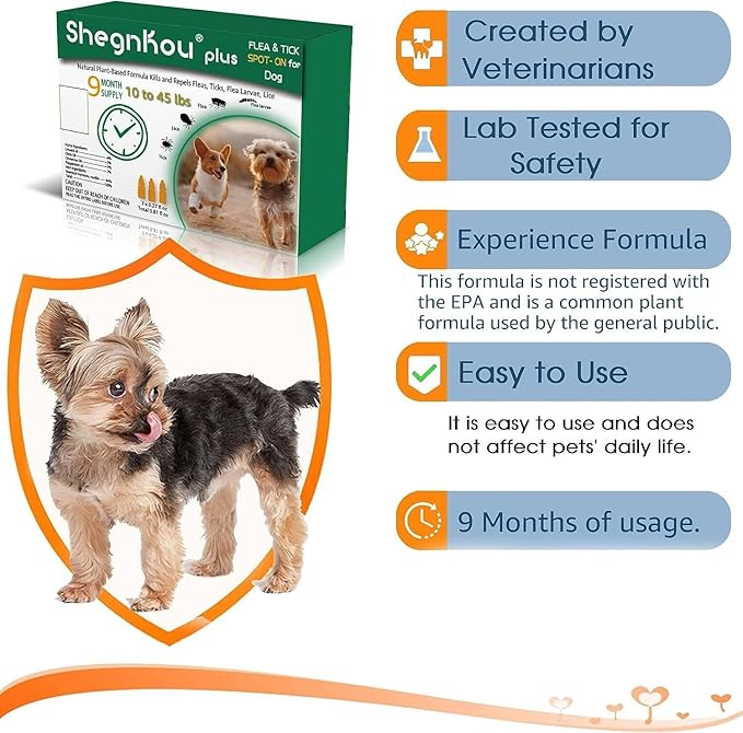 Natural Puppy Flea & Tick Treatment (4-44 lbs) | 9-Month Protection + Free Tools | Vet-Reviewed Formula