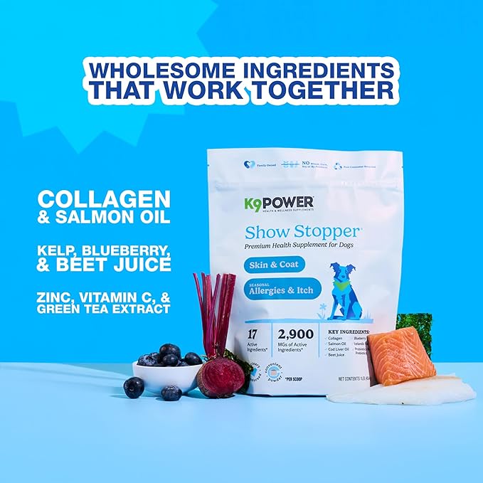 K9 Power Show Stopper for Dogs 3lb – Boosts Coat Shine & Promotes Healthy Skin Tone - Strengthens Immune System - Enhances Digestive Health