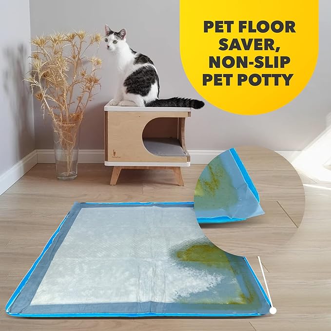 TidyFriend Dog Pee Pad Holder Tray Fits for 24” x 24” Wee Wee Pee Pads - Stable Grip, Raised Edges, Quick-Wipe Silicone Surface Dog Potty Tray Holder for Indoor Flooring Protection (Dark Blue)