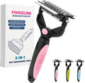 3-IN-1 Pet Grooming Tool - Undercoat Rake, Dematting Comb & Deshedding Brush for Cats & Dogs - Removes Mats, Tangles & Loose Fur, Reduces Shedding & Prevents Hair Mess (Pink)