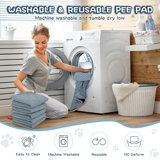 6 Packs Washable Guinea Pig Cage Liners, Waterproof Guinea Pig Pee Pads Reusable Absorbent Bedding Anti Slip Mats for Small Animals Bunny Rabbit Hamster (24 x 18in)