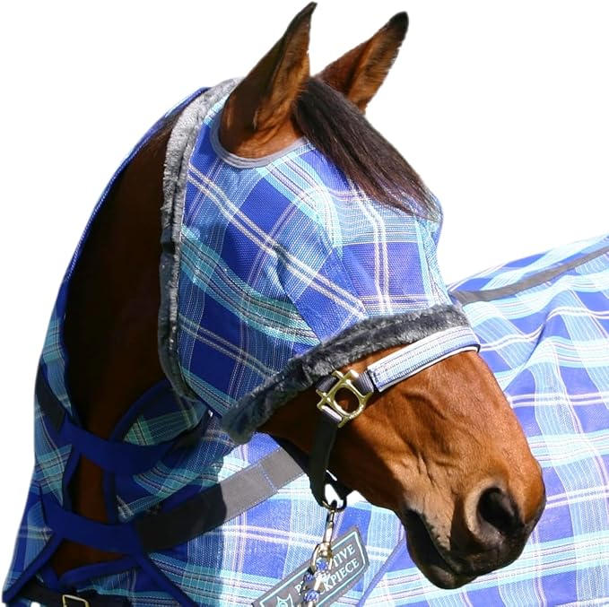 Kensington Fly Mask with Fleece Trim for Horses — Protects Face and Eyes Helps Block Sun Rays While Allowing Full Visibility — Breathable and Non Heat Transferring