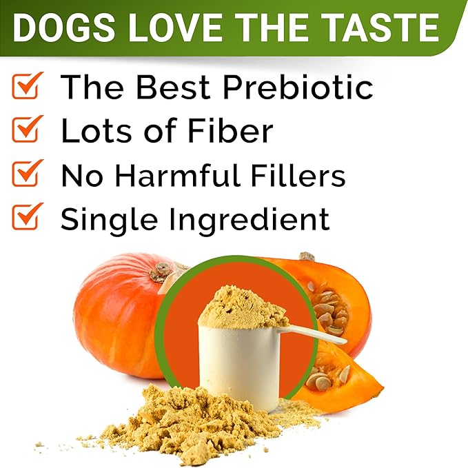 STRELLALAB Pumpkin Powder for Dogs - 16.2oz Powdered High Fiber Supplement and Stool Softener - Upset Stomach, Food Sensitivity - Improve Digestion - 16.2oz Powder
