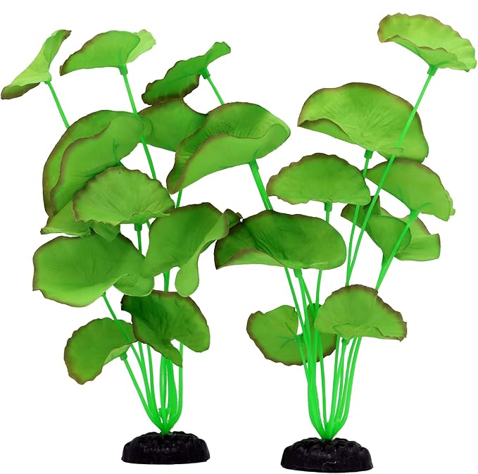 2-Pack 12 Inch Aquarium Silk Aquarium Plants, Artificial Plastic Plant for Small Tank, Goldfish, Fish Hides (Green B, 12 Inch)