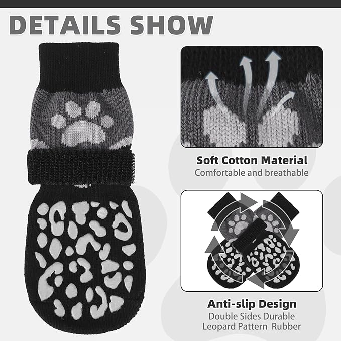 KOOLTAIL Dog Socks for Hot/Cold Pavement to Prevent Licking Paws Scratching,Anti Slip Pet Boots&Paw Protector for Hardwood Floors,Traction Control Grip Booties for Small Medium Large Senior Dogs M