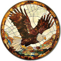 Lygond Metal Sign Tin Sign Circular Stained Glass Eagle Minimalist Wall Art For Gift 12×12 Inches