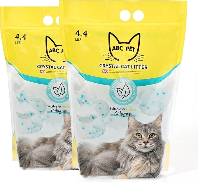 Cat Litter Crystals No Clumping Odor Control Kitty Litter Non-Clumping No scooping Low Dust, Low Tracking, Dehydrates Waste Cologne- 8.6 lbs (2 x 4.3 lb Packs)