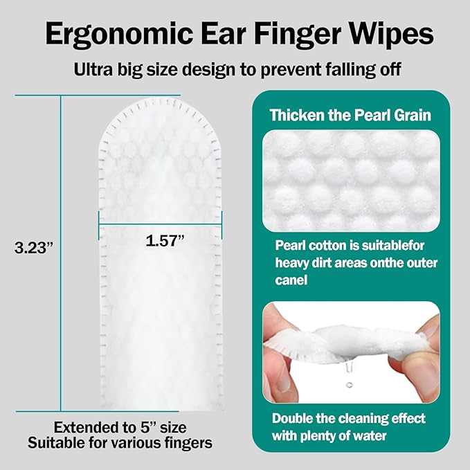 Dog Ear Cleaner Wipes Grooming Kit Care for Dogs & Cats Pet Ear Relief Gently Remove Ear Wax Debris and Smelly 50 Pcs Unscented