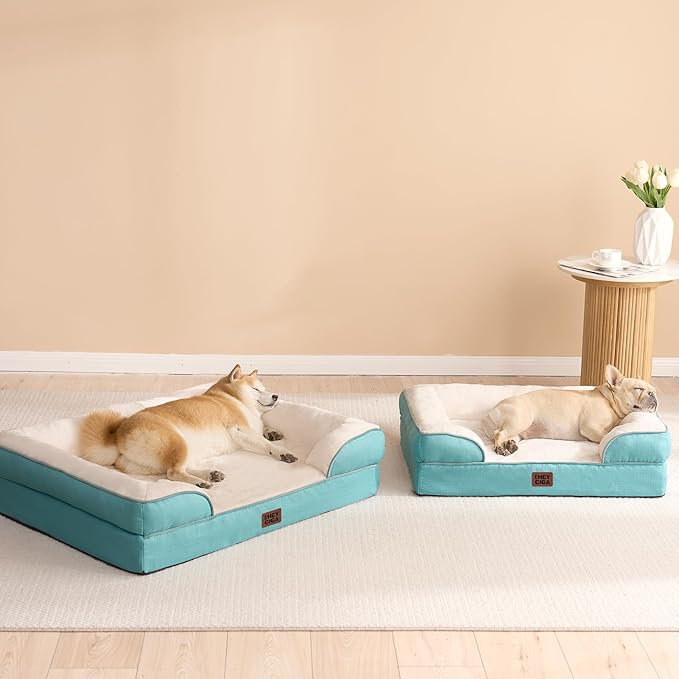 EHEYCIGA Orthopedic Dog Bed for Large Dogs, Waterproof Memory Foam, Turquoise Blue, 35"L x 22"W x 6.5"Th