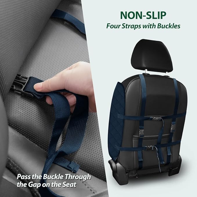 Dog Car Front Seat Cover with Side Flaps & Buckle Straps for Pet, 100% Waterproof 600D Oxford Single Seat Protector Heavy Duty Quilted Scratch Proof, Universal Size for SUV Truck, Blue