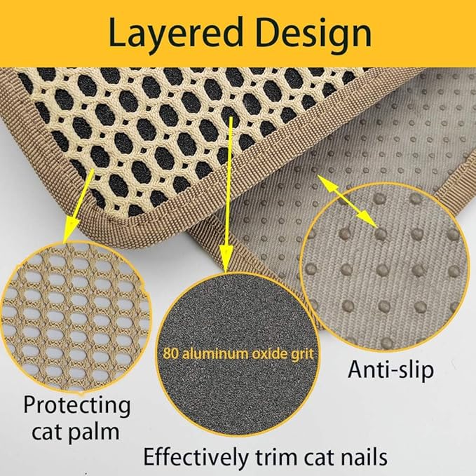 Cat Nail File Scratcher Wrapped Around a Cat Scratching Post, Cat Scratch Pad with 80 Aluminum Oxide Grit, Nail File for Cats Can Help to Trim Your Cat's Nails and Protect Scratch Post