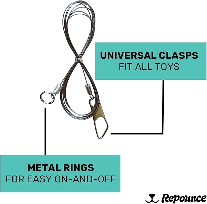 Replacement Strings for Cat Wand Toy - 3-Pieces - Chew-Proof Metal String Wire and 2 Durable Paracord Strings - Heavy Chewers Pack Cat Wand Toy Refill Strings (6 Replacement Strings)