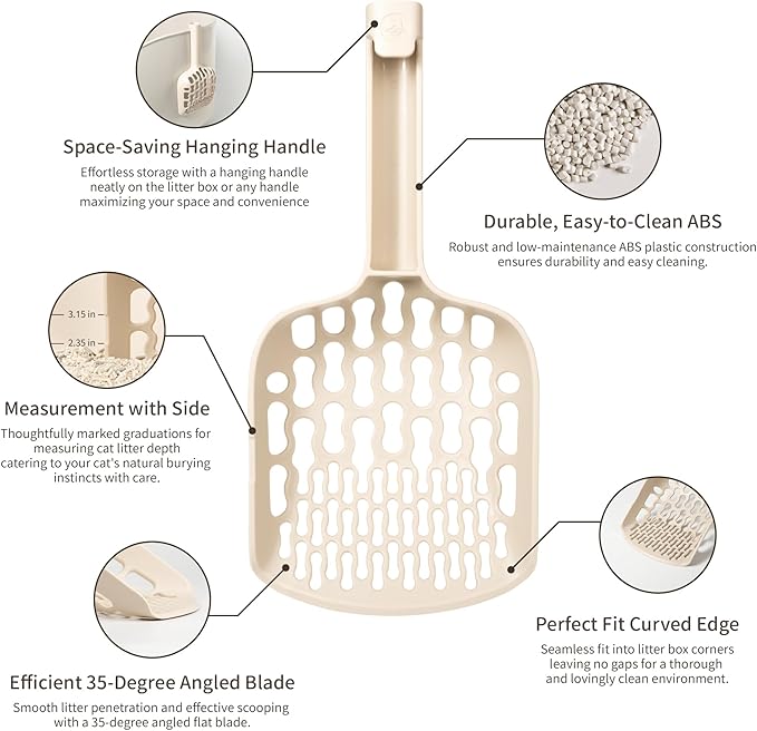 Lady N - Infinity Cat Litter Scoop: Easy Sifting with 8-Shaped Hole Design for Tofu Cat Litter and Clay Litter, Durable ABS Plastic Litter Scoop