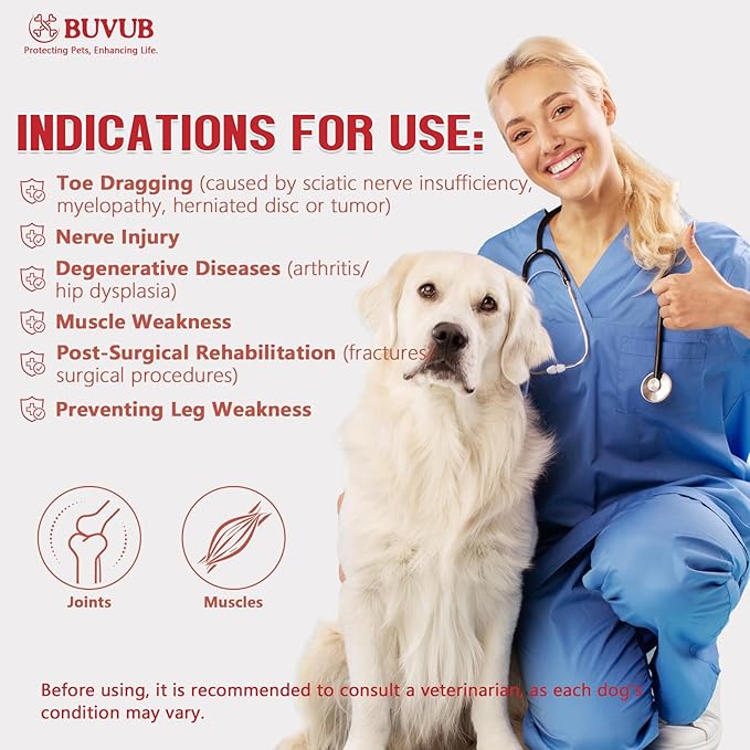Dog Canine Knuckling Brace Front Paw Rear Leg Dog Foot Brace Wrap for Toe Dragging Cause by Sciatic Nerve Insufficiency, Myelopathy, Herniated Disc (Large,Pair Pack)