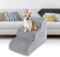 High Density Foam Dog Stairs Steps, 17.8’’ Non-Slip Extra Wide Deep Pet Steps for Beds Or Couches, for Injured or Older Pets Dogs and Cats with Joint Pain, 3-Tiers (Grey)