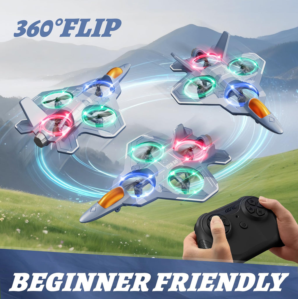 4DRC RC Planes Remote Control Airplanes for Kids, Foam Remote Control Planes for Kids Adults Beginners, Remote Control Helicopter Fighter Jet Drones for Kids Adults, 360° Flip Easy to Fly