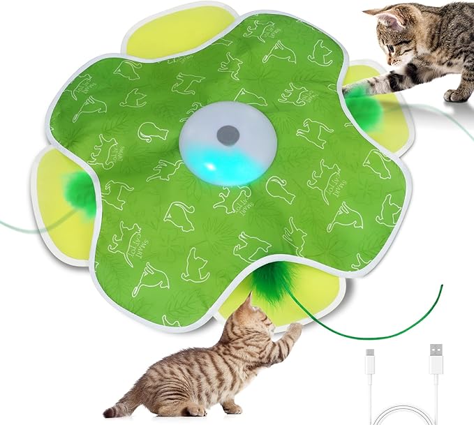 Interactive Cat Toys, Motion Activated, Moving Feather, Real Mouse Squeaky, Hide and Seek Cat Toys for Indoor Cats