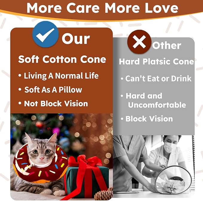 Cat Cone Collar Soft, Cat Recovery Collar for Wound Healing Cute Donut Adjustable Kittens Cones to Stop Licking Comfortable Lightweight Neck Elizabethan Collars for Cats Kittens After Surgery