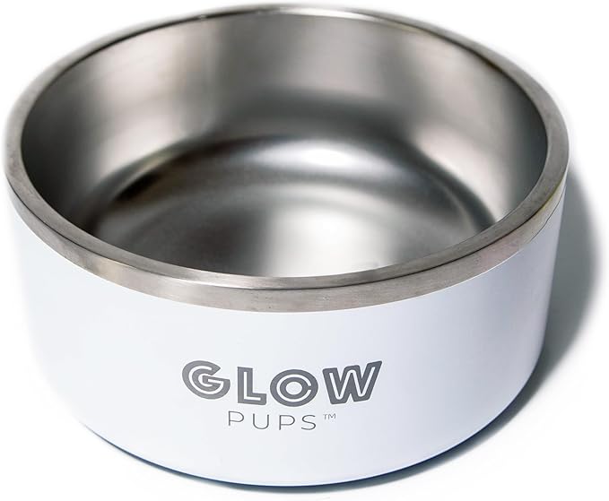 64 oz White Dog Bowl for Medium and Large Dogs, Non Slip Double Wall Vacuum Insulated Stainless Steel Dog Bowl That Keeps Water Cool (64 oz, White)