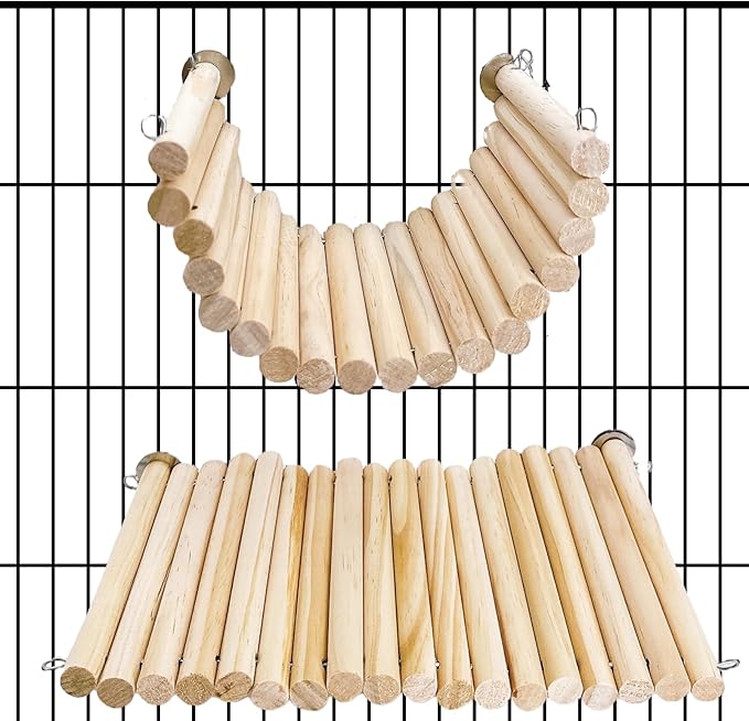 2Pcs Chinchilla Wood Ledge Hamster Wooden Flexible Platform Perch Climbing Toys Cage Accessories for Rat Mouse Sugar Glider Small Animal