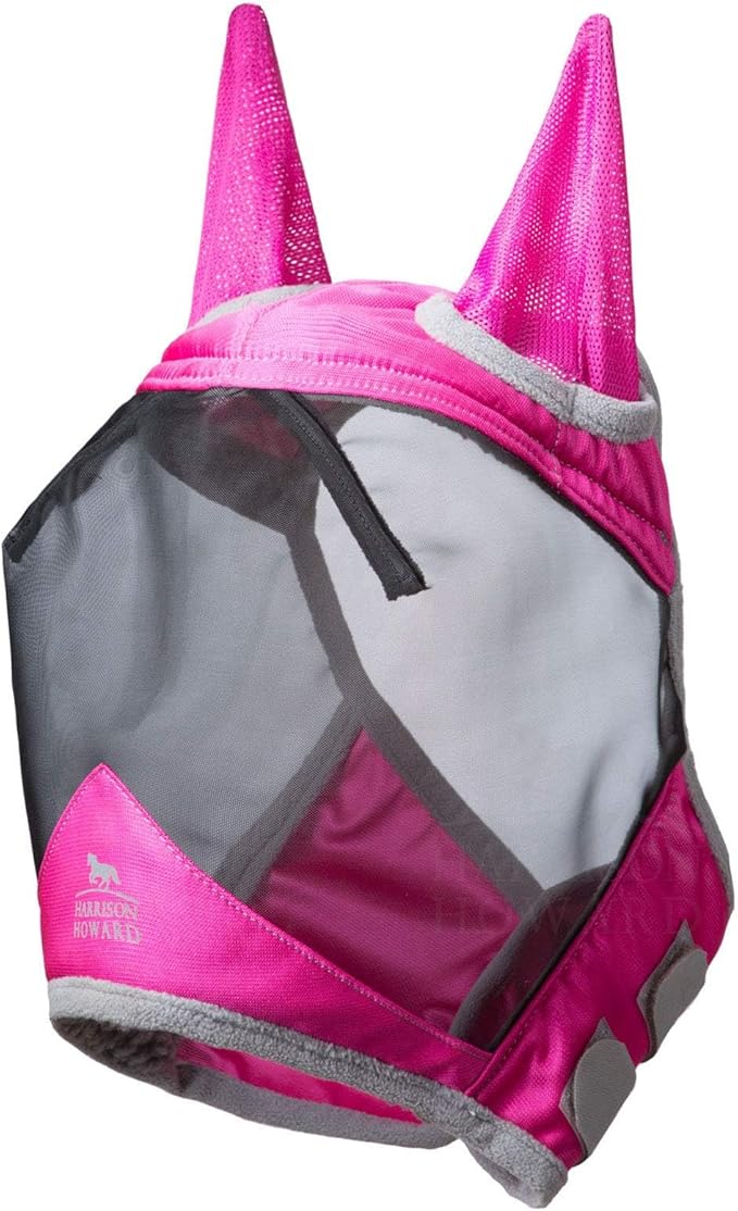 Harrison Howard CareMaster Pro Luminous Horse Fly Mask Standard with Ears UV Protection for Horse Flamingo XL Extra Full