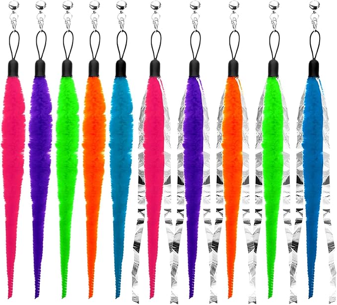 Cat Worm Toy with Foil, 10 PCS Cat Wand Attachments Worms Toy Interactive Cats Wand Attachments Worms Toys for Indoor Cats