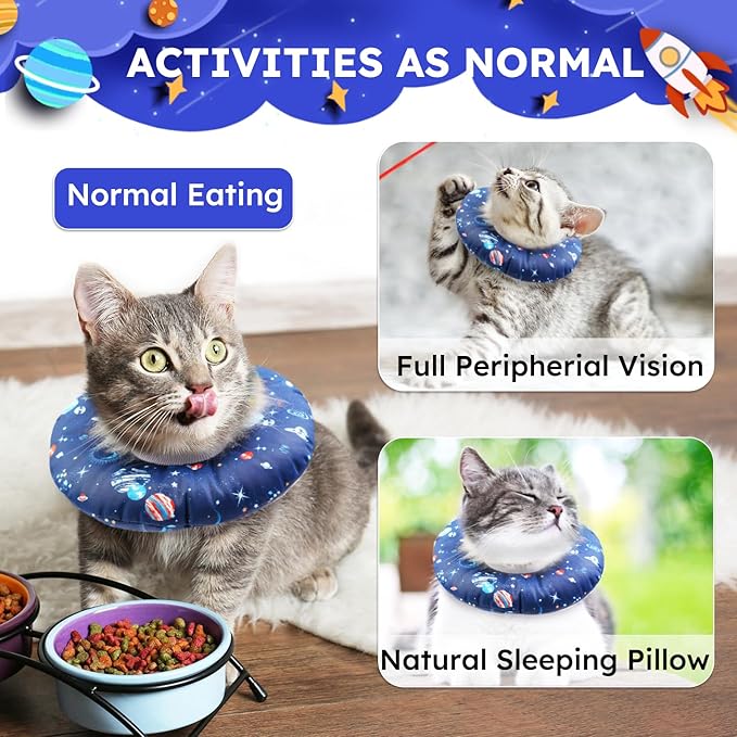 Cat Cone Collar Soft, Waterproof Cat Recovery Collar for Wound Healing Cute Donut Adjustable Kittens Cones to Stop Licking Comfortable Neck Elizabethan Collars for Cats Kittens After Surgery