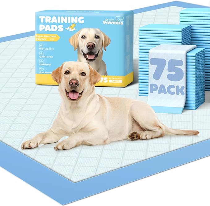 75-Pack XX-Large Puppy Pads - 38" x 28" Pee Pads for Dogs Potty Training with Leak-Proof Quick-Dry Design, 6-Layer Wee Wee Pads for Dogs, Blue